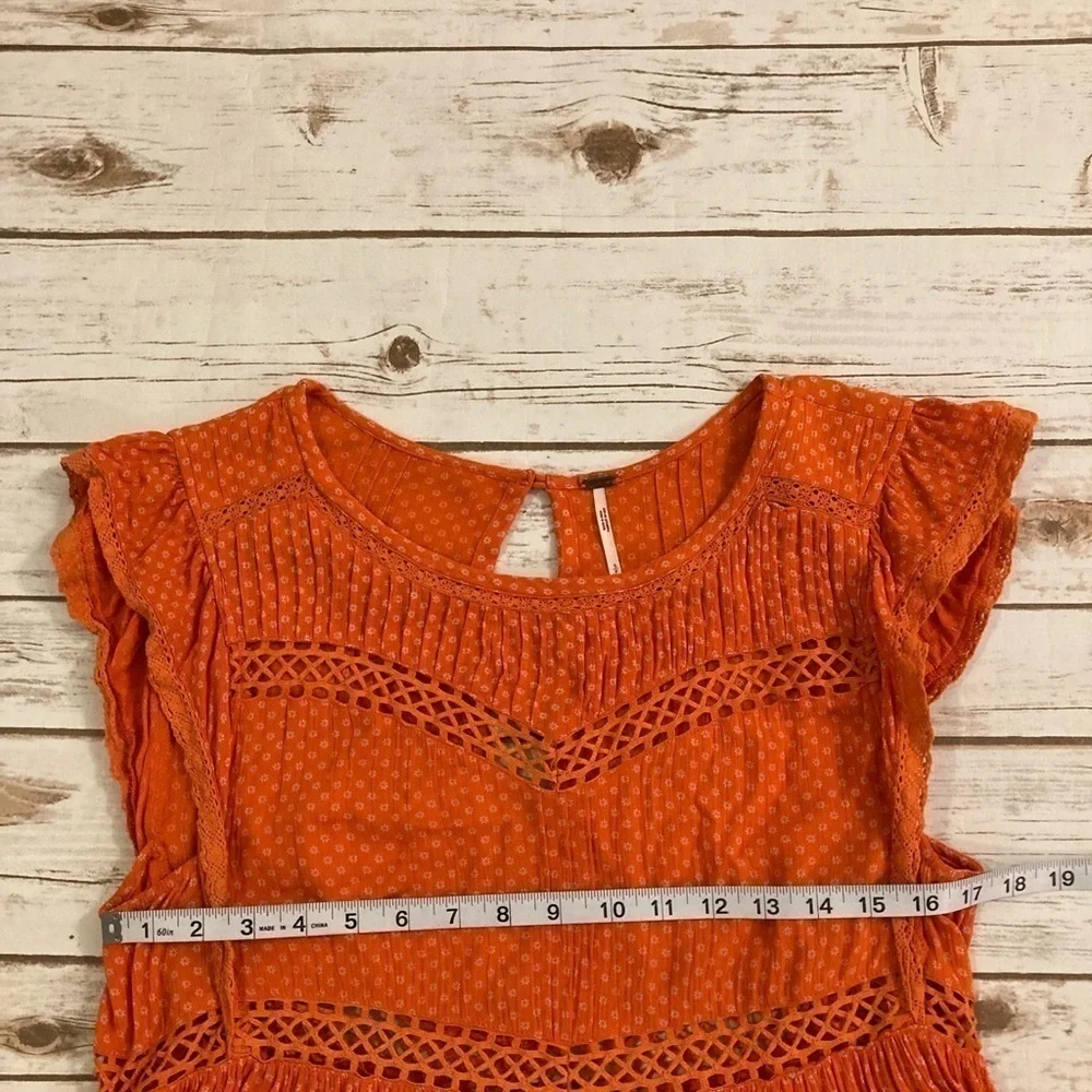 Free People Retro Kitty Crotchet Trim Dress Coral Size Small